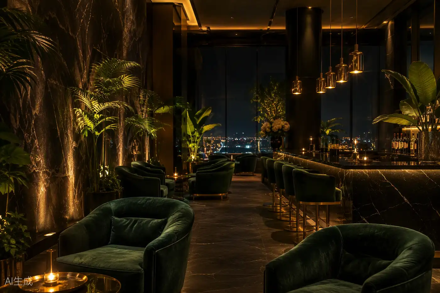 Lounge privado de luxo à noite